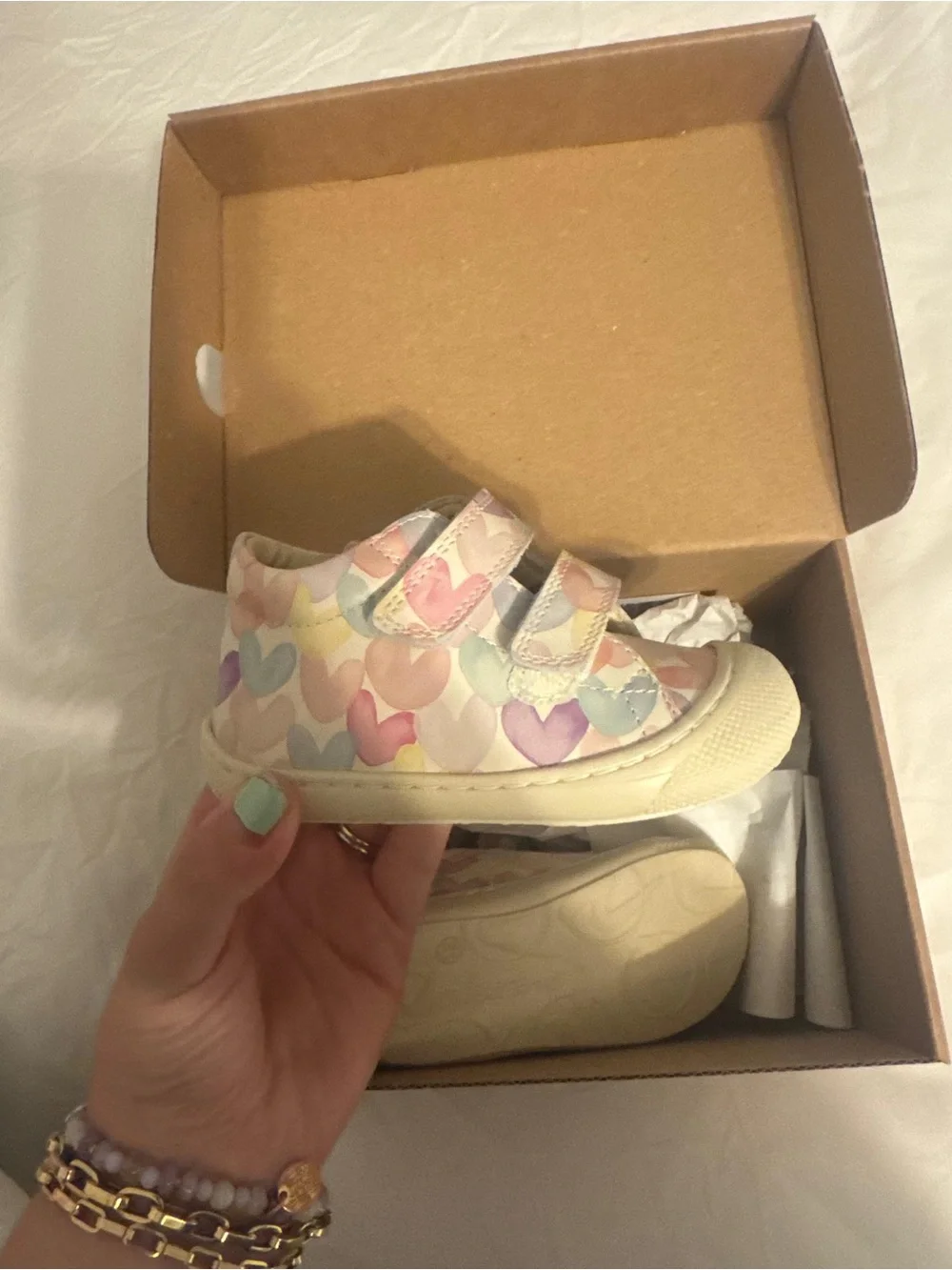 Naturino Toddler Velcro Sneakers in Pastel Multi Heart Print